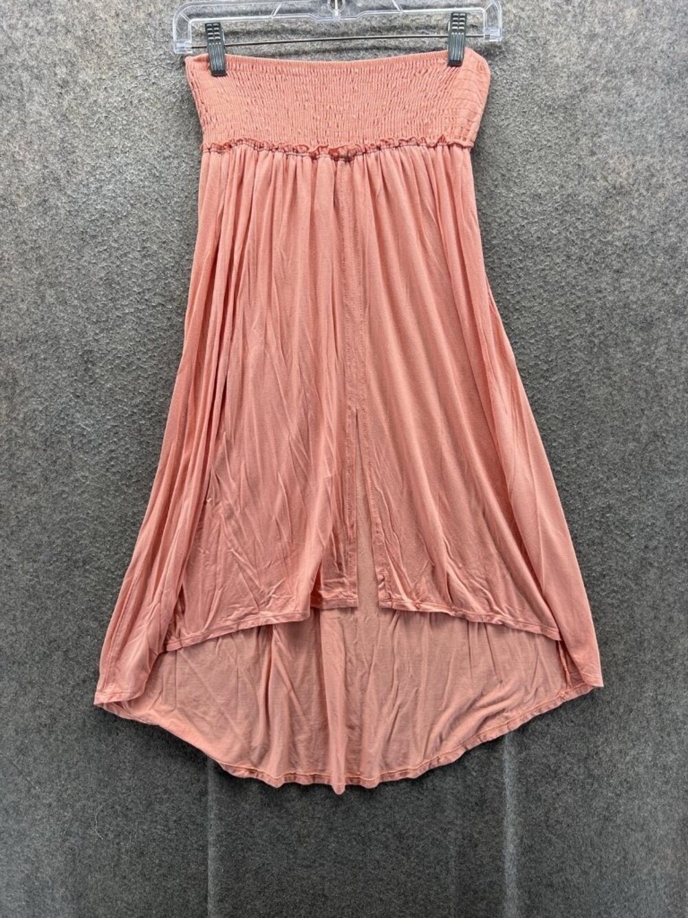 FP Beach Skirt Womens XS Pink Solid Jersey A Line Midi Ruffle Hem Hi Low Pull On